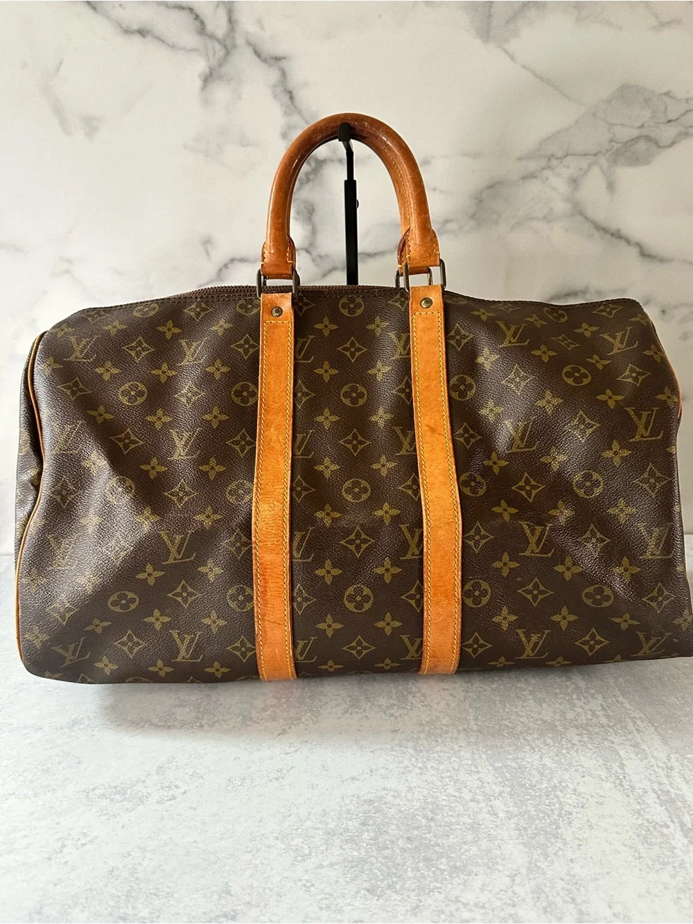 Louis Vuitton Monogram KeepAll 45 Canvas Travel Duffle Bag
